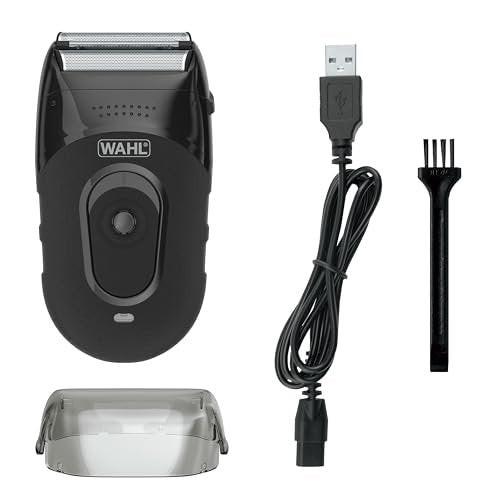 Wahl Kompakter Wiederaufladbarer Lithium-Ionen Rasierer Set mit Hygienisch Spülbaren Scherfolien und Schermesser, Doppelte Flexible Folien Passen Sich Konturen des Gesichts an - 7065