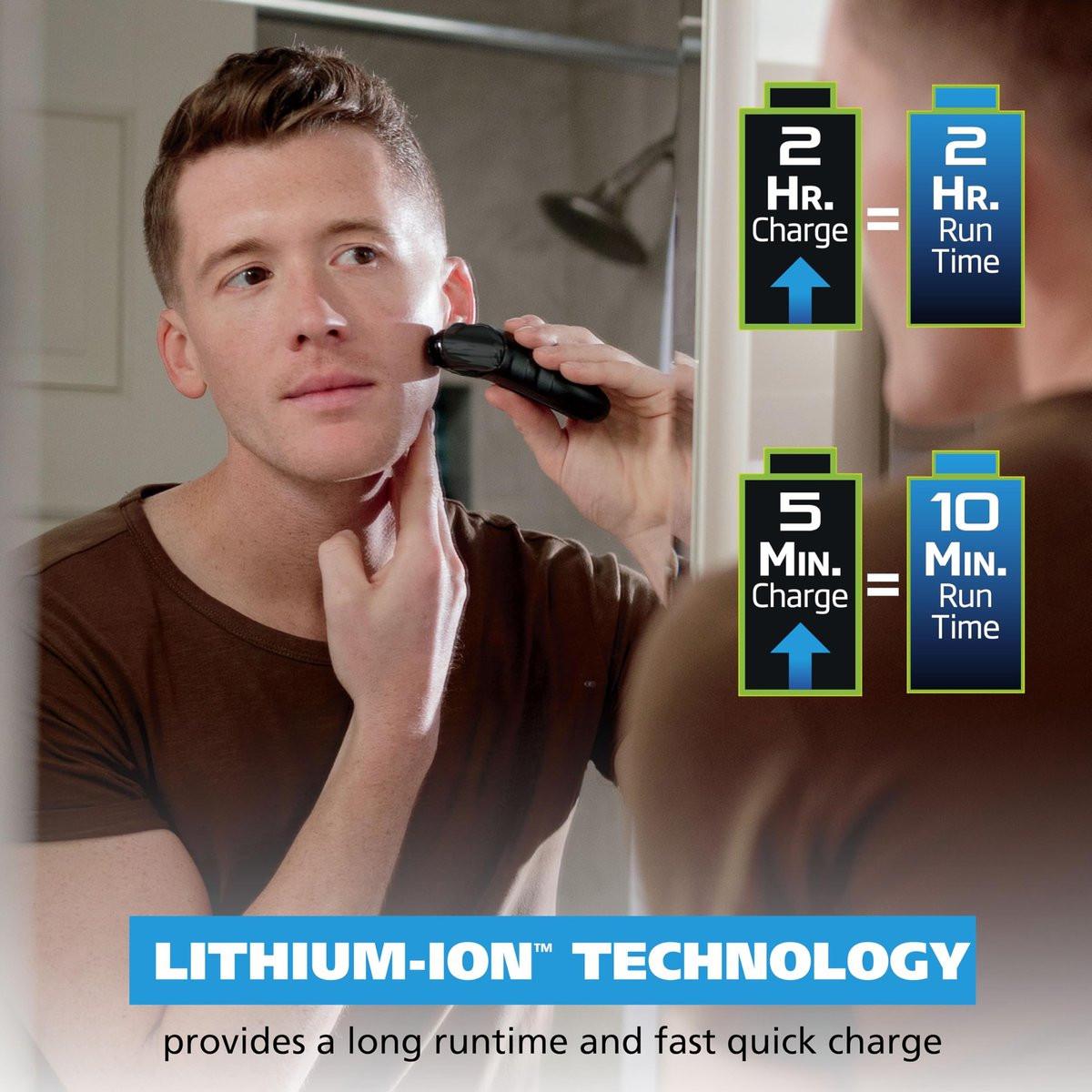 Wahl Kompakter Wiederaufladbarer Lithium-Ionen Rasierer Set mit Hygienisch Spülbaren Scherfolien und Schermesser, Doppelte Flexible Folien Passen Sich Konturen des Gesichts an - 7065
