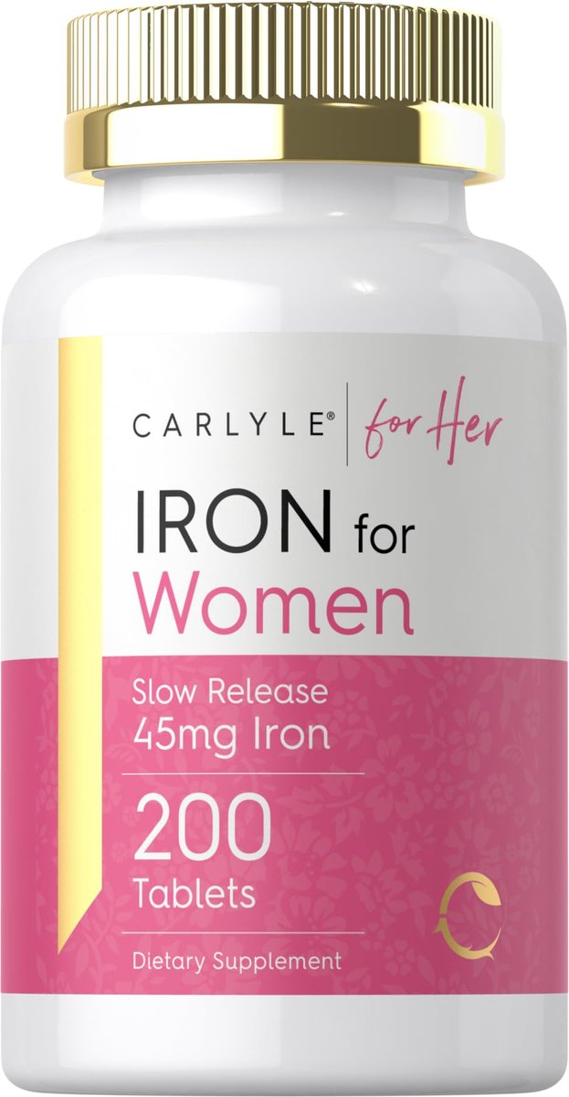 Carlyle Eisenpräparat für Frauen | 200 Tabletten mit langsamer Freisetzung | Aus Eisensulfat | Vegetarisch, Nicht-GVO & Glutenfrei