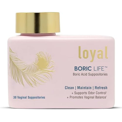 Loyal Boric Life - Borsäure-Zäpfchen - 600 mg - Unterstützt Geruchskontrolle - Fördert das Gleichgewicht - Lindert Unbehagen - Hergestellt in den USA - 30 Stück