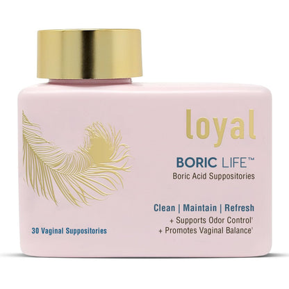 Loyal Boric Life - Borsäure-Zäpfchen - 600 mg - Unterstützt Geruchskontrolle - Fördert das Gleichgewicht - Lindert Unbehagen - Hergestellt in den USA - 30 Stück