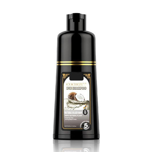 Gegong Haarfärbe-Shampoo 500ml – Schwarzes Haarfärbemittel mit Kokos-Ingwer, nährendes Color-Shampoo inkl. 4 Handschuhe