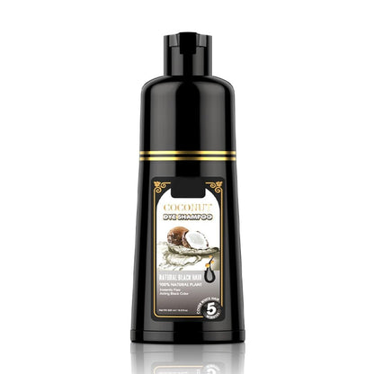 Gegong Haarfärbe-Shampoo 500ml – Schwarzes Haarfärbemittel mit Kokos-Ingwer, nährendes Color-Shampoo inkl. 4 Handschuhe