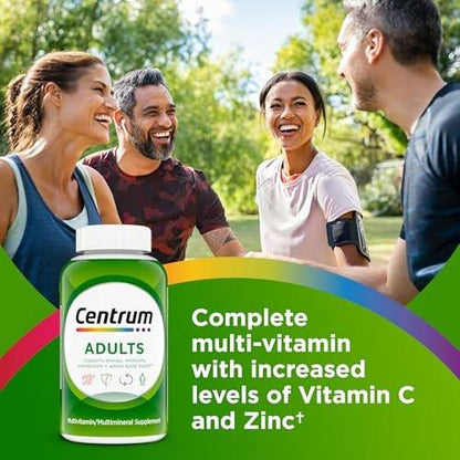 Centrum Adult Multivitamin/Multimineral Ergänzung mit Antioxidantien, Zink, Vitamin D3 und B-Vitaminen, glutenfrei, ohne Gentechnik - 200 Tabletten