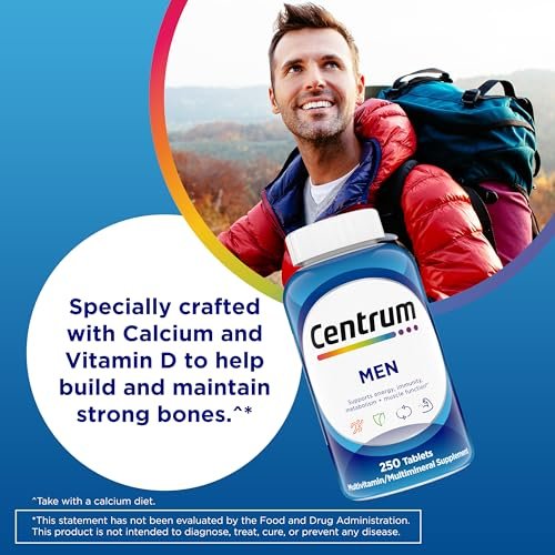 Centrum Multivitamin für Männer – 250 Tabletten | Vitamin D3, B-Vitamine, Antioxidantien | Glutenfrei, Nicht-GVO