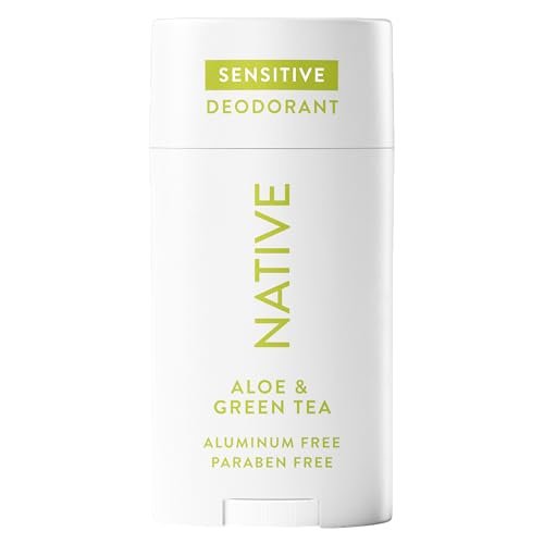 Native Sensitives Deodorant mit natürlich gewonnenen Inhaltsstoffen, 72-Stunden-Geruchskontrolle | Deodorant für Frauen und Männer, aluminiumfrei mit Backpulver, Kokosöl und Sheabutter, Aloe & Grüner Tee