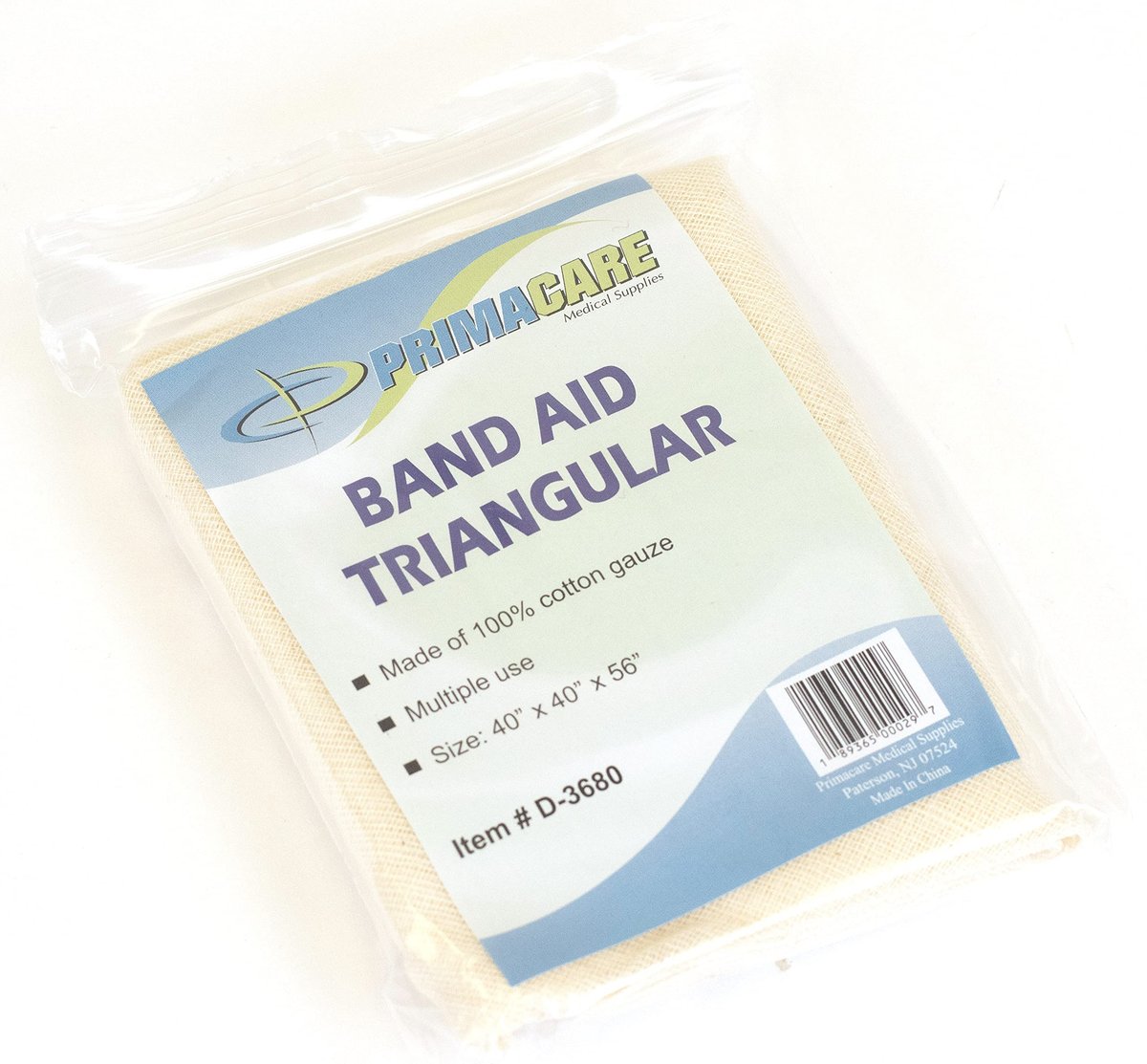 Primacare D-3680 Erste-Hilfe-Dreieckstuch zur Schienung bei Verstauchungen und Knochenbrüchen, Latexfrei, Vliesbaumwolle, 40x40x56 cm, 12er-Pack