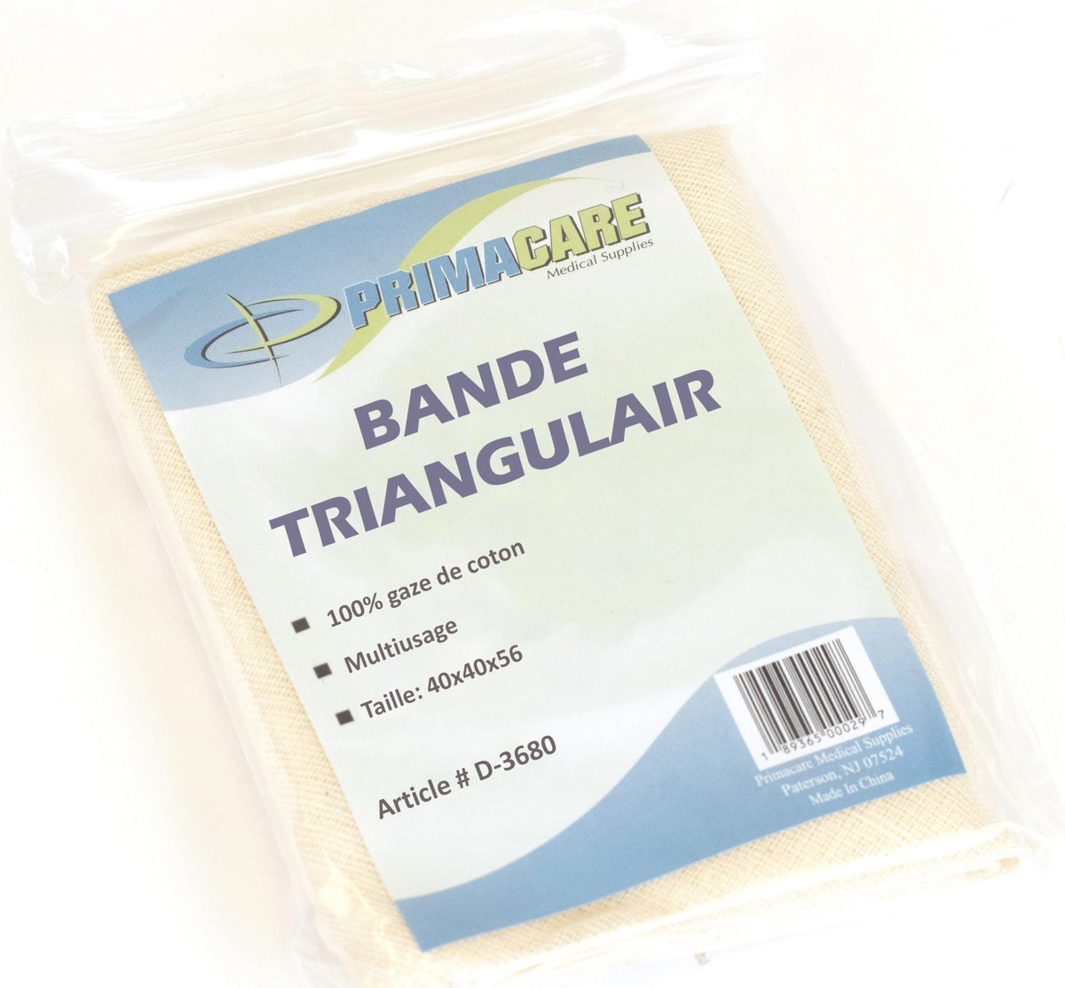 Primacare D-3680 Erste-Hilfe-Dreieckstuch zur Schienung bei Verstauchungen und Knochenbrüchen, Latexfrei, Vliesbaumwolle, 40x40x56 cm, 12er-Pack