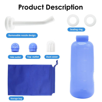 RUFCRIL Peri-Flasche für Damen, tragbares Reise-Bidet mit Beutel, TPE-Material, kochbar, 500 ml mit 2 Dichtringen, unverzichtbar für die Wochenbettpflege, Hämorrhoidenbehandlung und Babypflege (Blau)