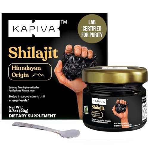 Kapiva 100% Reines Himalaya Shilajit Harz – Hochwirksam für Männer & Frauen | 40 Portionen à 500 mg | 80+ Spurenelemente, bis zu 70% Fulvinsäure | Authentisch | Natürliche Energie & Immununterstützung