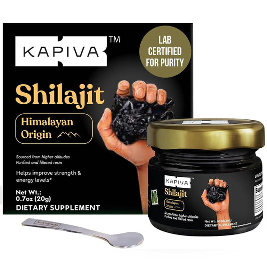Kapiva 100% Reines Himalaya Shilajit Harz – Hochwirksam für Männer & Frauen | 40 Portionen à 500 mg | 80+ Spurenelemente, bis zu 70% Fulvinsäure | Authentisch | Natürliche Energie & Immununterstützung