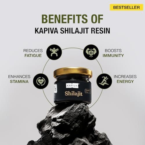 Kapiva 100% Reines Himalaya Shilajit Harz – Hochwirksam für Männer & Frauen | 40 Portionen à 500 mg | 80+ Spurenelemente, bis zu 70% Fulvinsäure | Authentisch | Natürliche Energie & Immununterstützung