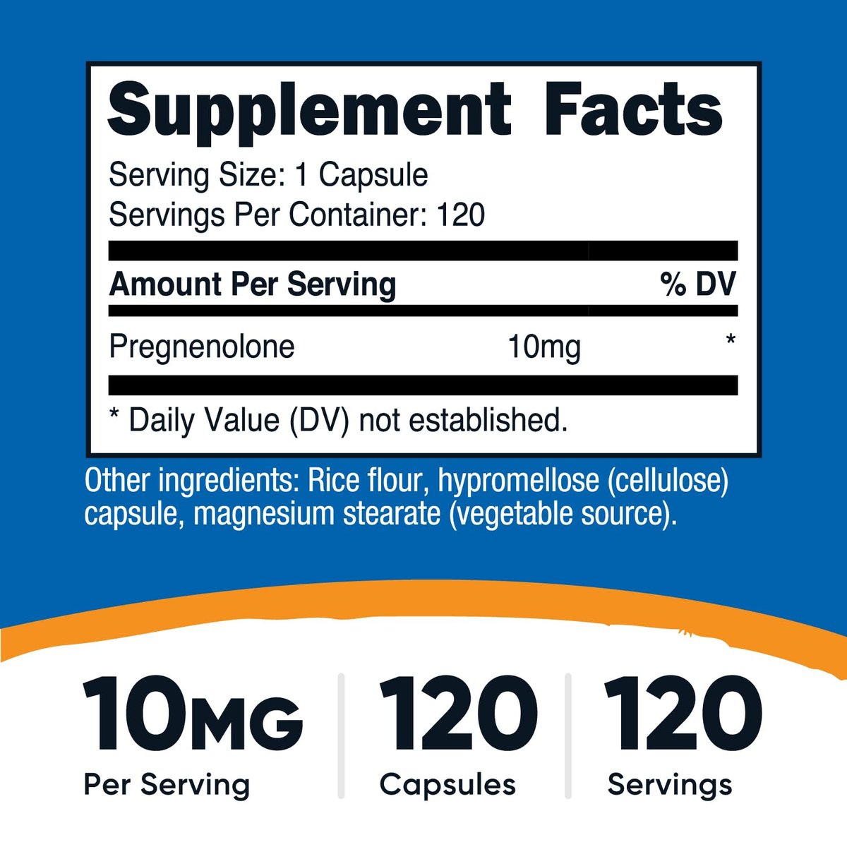Nutricost Pregnenolon 10 mg, 120 Kapseln – Non-GMO, glutenfrei, vegetarische Kapseln