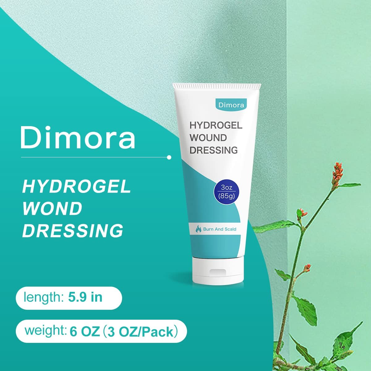 Dimora 2er-Pack 6oz Hydrogel Erste-Hilfe-Salbe, Brandverletzungs-Beruhigungsgel, Hautreparaturcreme für Notfallverbrennungen, postoperative Wunden, Prellungen, Wundversorgung