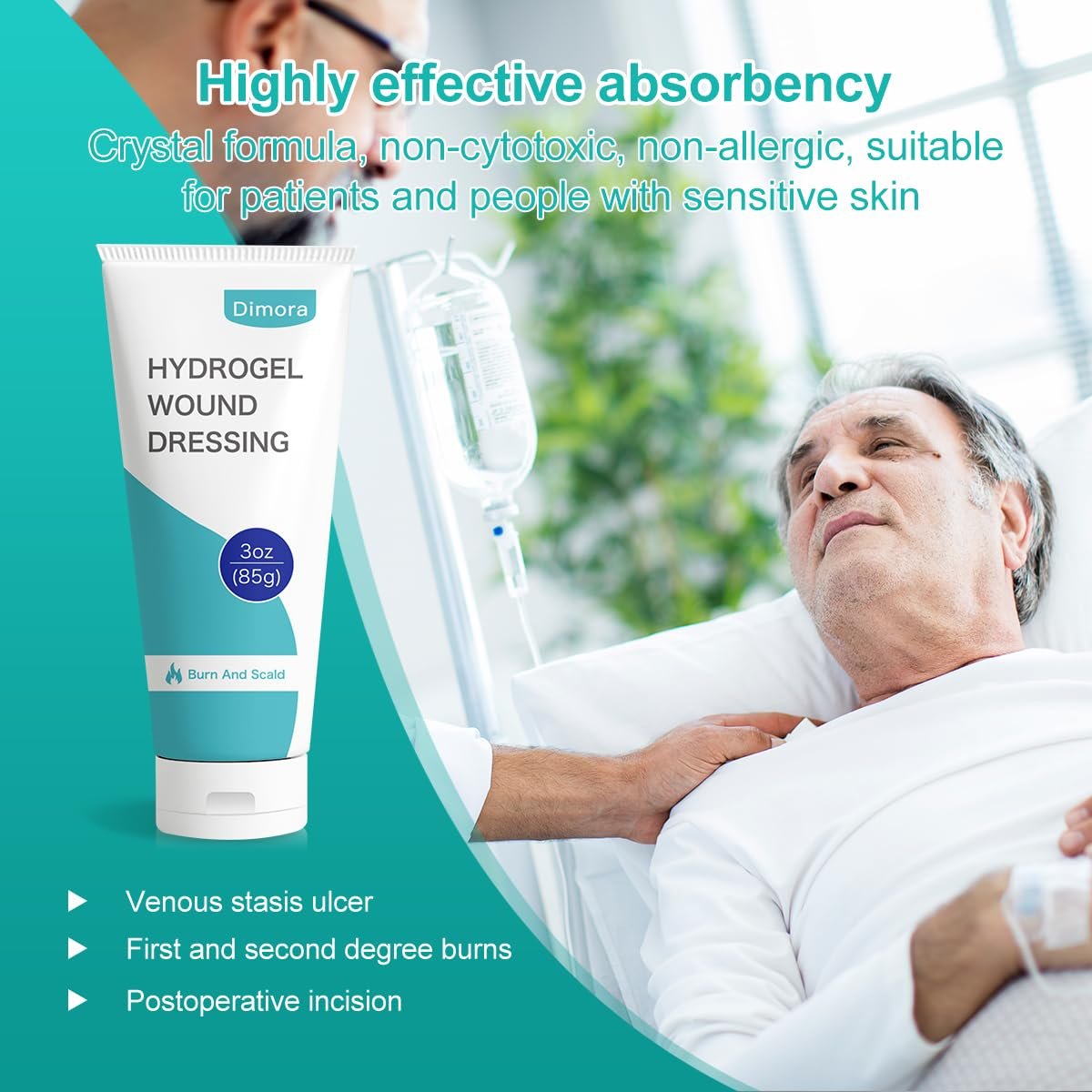 Dimora 2er-Pack 6oz Hydrogel Erste-Hilfe-Salbe, Brandverletzungs-Beruhigungsgel, Hautreparaturcreme für Notfallverbrennungen, postoperative Wunden, Prellungen, Wundversorgung
