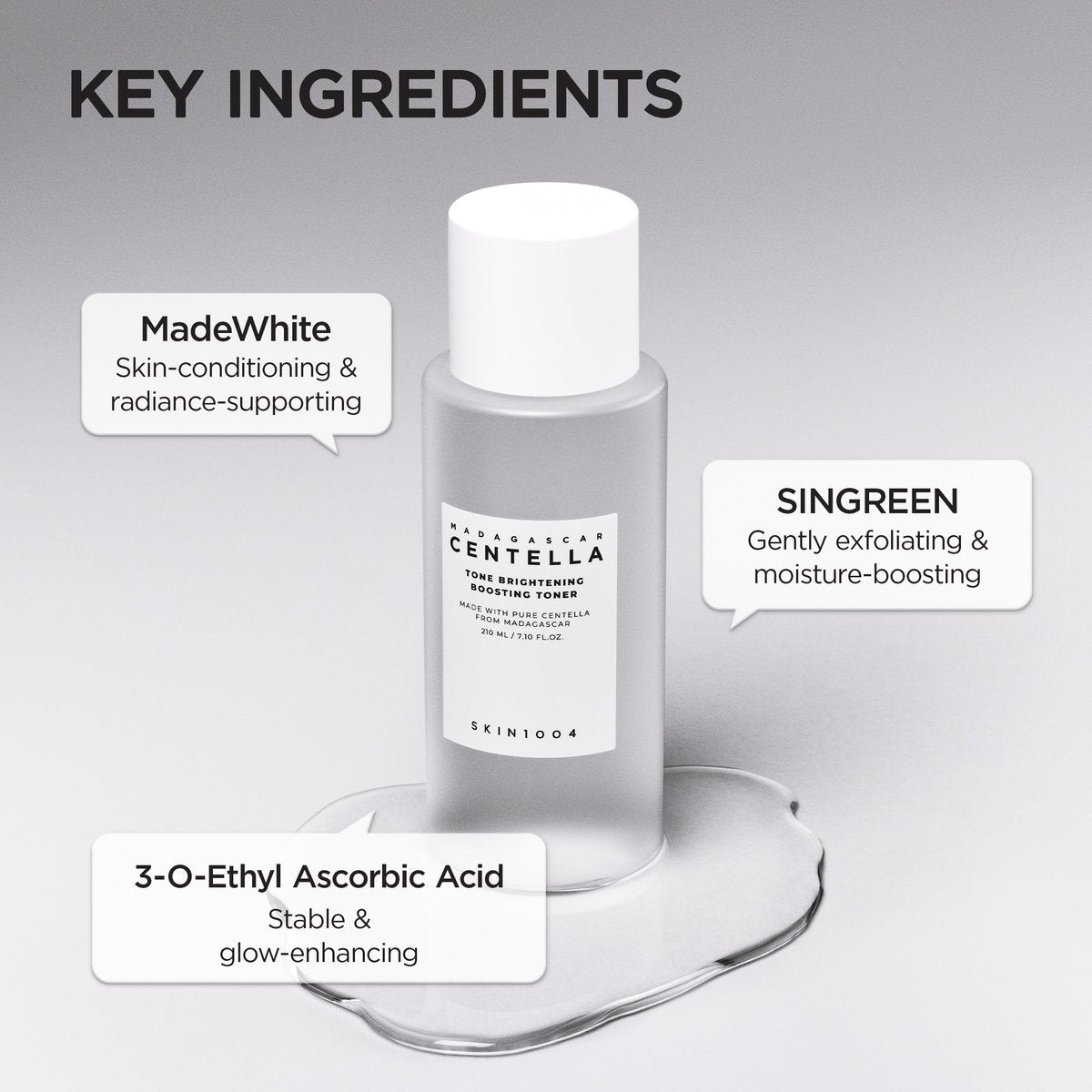 SKIN1004 Tone Balancing Boosting Toner – Koreanischer Centella Toner mit Niacinamid & MadeWhite für ebenmäßigen Hautton, sanftes Peeling, strahlende Haut, 210 ml