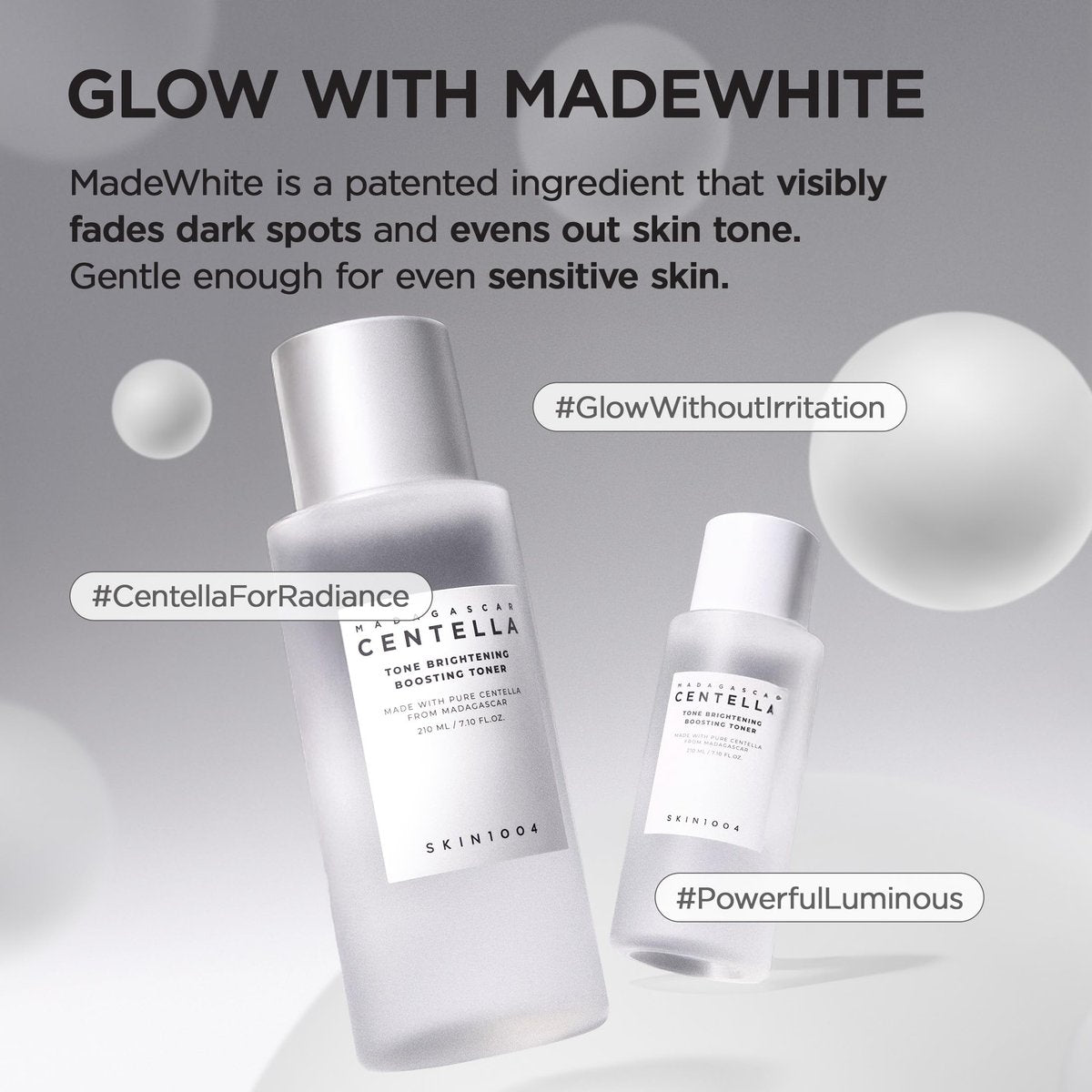SKIN1004 Tone Balancing Boosting Toner – Koreanischer Centella Toner mit Niacinamid & MadeWhite für ebenmäßigen Hautton, sanftes Peeling, strahlende Haut, 210 ml