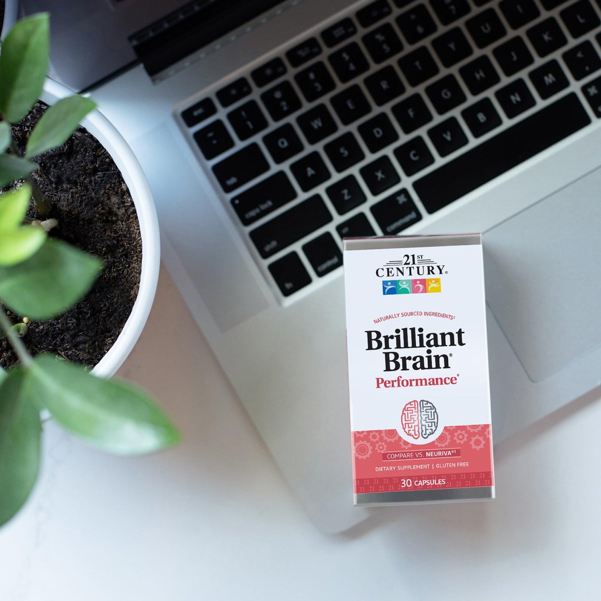 21st Century Brilliant Brain Performance Kapseln, (30 Stück), Unterstützung der kognitiven Gesundheit, mit pflanzlichem Phosphatidylserin & Nootropikum-Kaffee-Fruchtextrakt, koffeinfrei & glutenfrei