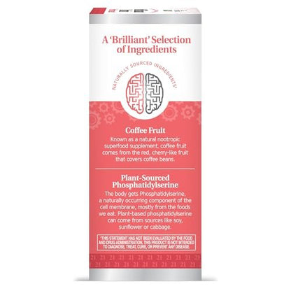 21st Century Brilliant Brain Performance Kapseln, (30 Stück), Unterstützung der kognitiven Gesundheit, mit pflanzlichem Phosphatidylserin & Nootropikum-Kaffee-Fruchtextrakt, koffeinfrei & glutenfrei
