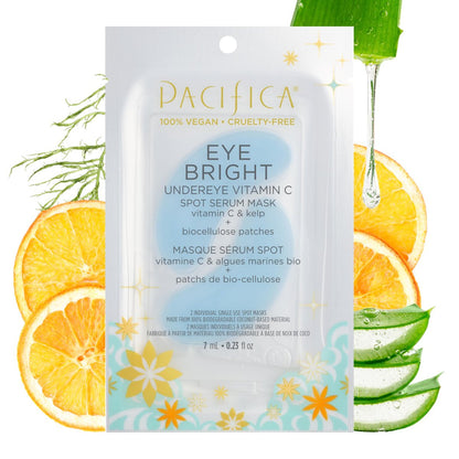 Pacifica Hellender Augen Spot Serum Maske – Aufhellende Vitamin C Maske gegen dunkle Augenringe & Feuchtigkeit, vegane & tierversuchsfreie Augenpflege, 1 Packung
