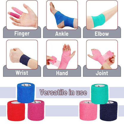 Mr. Pen Selbstklebender elastischer Verband, 2" x 5 Yards, 6er-Pack, bunte Farben – Ideale elastische Kohäsivbandage für Sport, Handgelenk, Knöchel und Tiere, selbsthaftend, hoch dehnbar zur Verletzungsunterstützung
