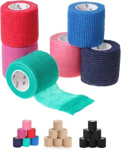 Mr. Pen Selbstklebender elastischer Verband, 2" x 5 Yards, 6er-Pack, bunte Farben – Ideale elastische Kohäsivbandage für Sport, Handgelenk, Knöchel und Tiere, selbsthaftend, hoch dehnbar zur Verletzungsunterstützung