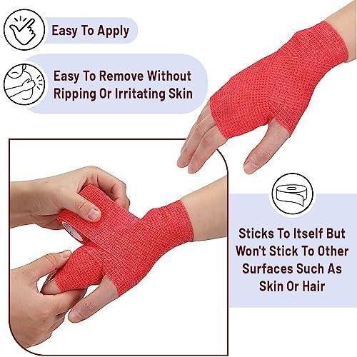 Mr. Pen Selbstklebender elastischer Verband, 2" x 5 Yards, 6er-Pack, bunte Farben – Ideale elastische Kohäsivbandage für Sport, Handgelenk, Knöchel und Tiere, selbsthaftend, hoch dehnbar zur Verletzungsunterstützung