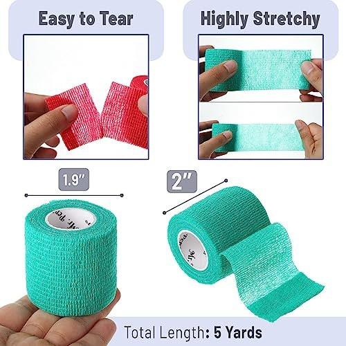 Mr. Pen Selbstklebender elastischer Verband, 2" x 5 Yards, 6er-Pack, bunte Farben – Ideale elastische Kohäsivbandage für Sport, Handgelenk, Knöchel und Tiere, selbsthaftend, hoch dehnbar zur Verletzungsunterstützung