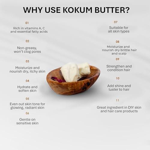 Nourichesse Kokosbutter - 1 Pfund (16 oz) Block. Reine Butter, hervorragender Feuchtigkeitsspender für Haut und Haar. Ideal für DIY-Seife, Balsam und Creme.