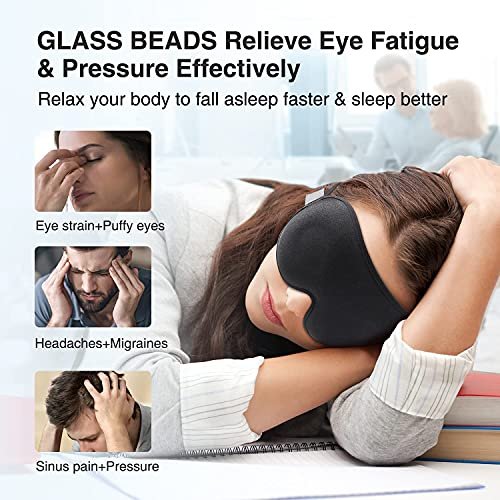 YFONG Gewichtete Schlafmaske, 3D-Lichtblockierende Schlafmaske für Damen und Herren (4,2 Unzen/120 g), Druckentlastende Nachtmaske mit verstellbarem Riemen, Augenbinde für Reisen, Nickerchen, Yoga, Schwarz