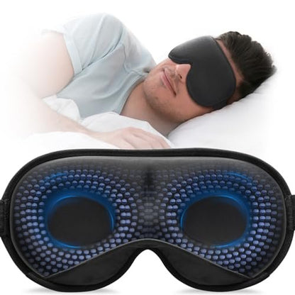 YFONG Gewichtete Schlafmaske, 3D-Lichtblockierende Schlafmaske für Damen und Herren (4,2 Unzen/120 g), Druckentlastende Nachtmaske mit verstellbarem Riemen, Augenbinde für Reisen, Nickerchen, Yoga, Schwarz