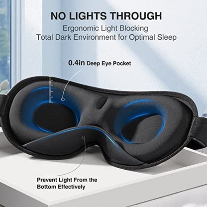 YFONG Gewichtete Schlafmaske, 3D-Lichtblockierende Schlafmaske für Damen und Herren (4,2 Unzen/120 g), Druckentlastende Nachtmaske mit verstellbarem Riemen, Augenbinde für Reisen, Nickerchen, Yoga, Schwarz