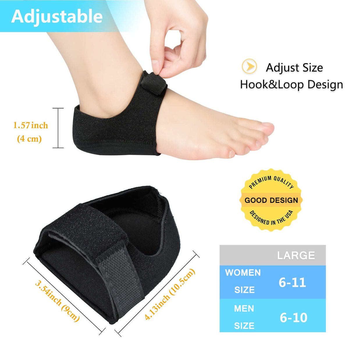 JUMPOW Gel-Fersenpolster für Plantarfasziitis, Fersenschmerzen & Achillessehnenentzündung - Schutz & Polster für Männer & Frauen