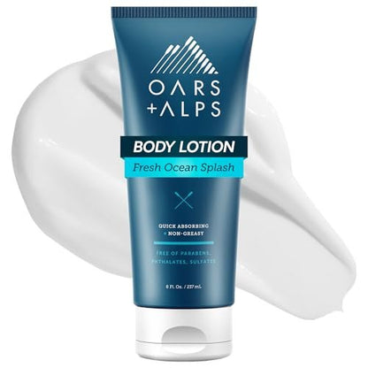 Oars + Alps Körperlotion mit Vitamin E, Sheabutter & Magnesium – Feuchtigkeitsspendend, beruhigend, schnell einziehend, nicht fettend, frischer Meeresduft, 237 ml