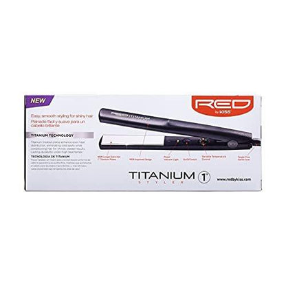 Red by Kiss 1 Zoll Titanium Glätteisen mit Temperaturregelung (FT10) – Offene Drehregler für präzise Temperatureinstellungen
