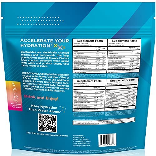 HydroMATE Elektrolytpulver Beutel – Kurbhydratations-Beschleuniger mit Vitamin C, 16 Sticks