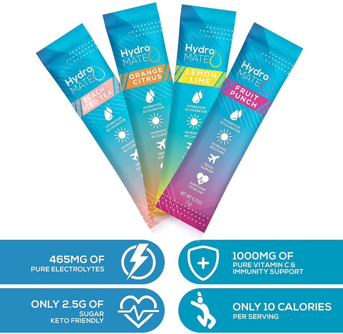 HydroMATE Elektrolytpulver Beutel – Kurbhydratations-Beschleuniger mit Vitamin C, 16 Sticks