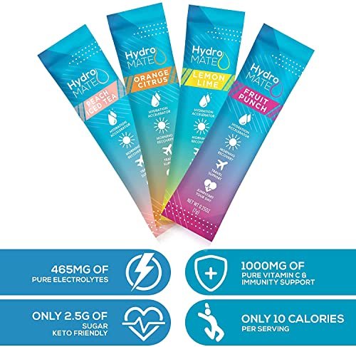 HydroMATE Elektrolytpulver Beutel – Kurbhydratations-Beschleuniger mit Vitamin C, 16 Sticks
