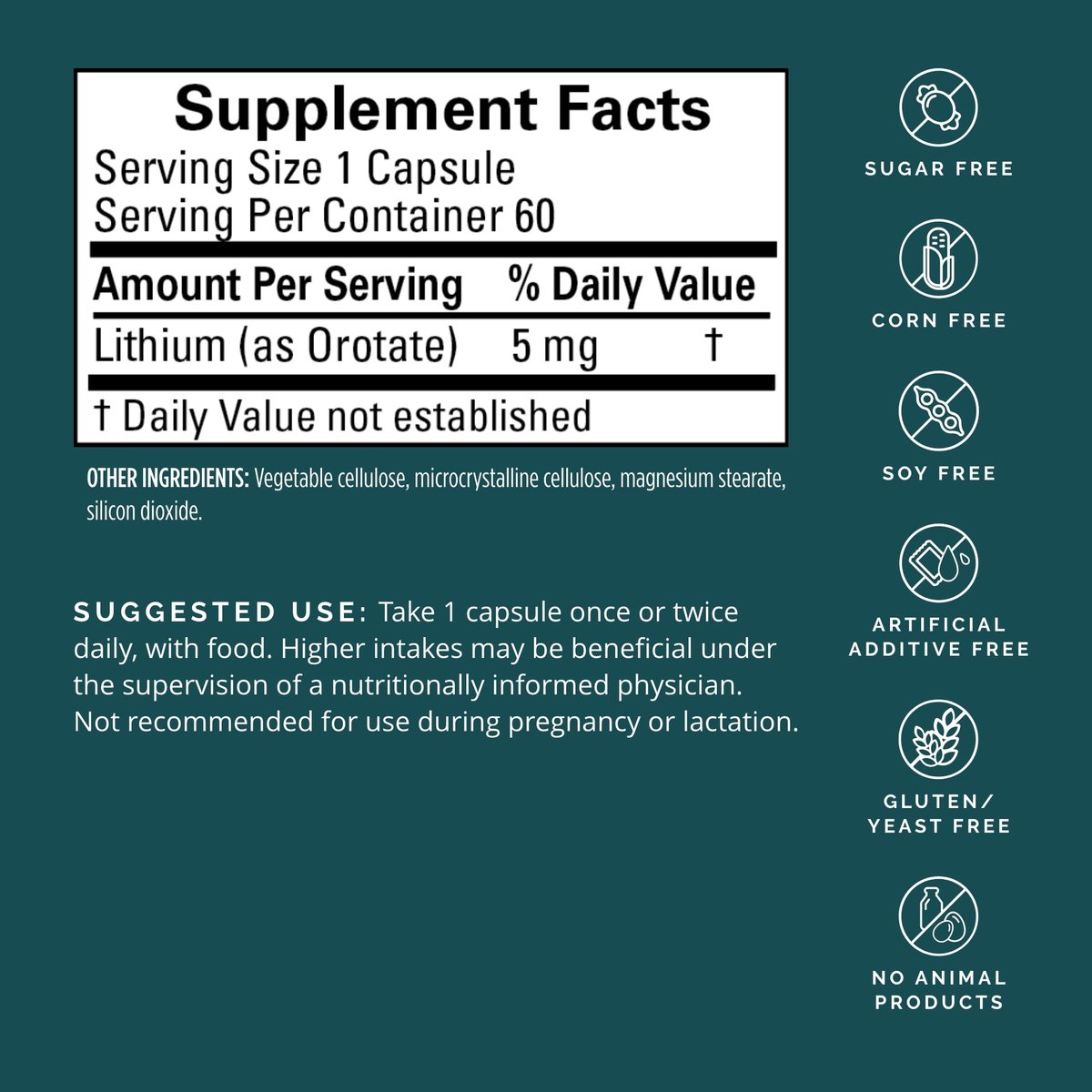BRAINMD Dr. Amen Lithium Orotat – 60 Kapseln – Gehirnunterstützung – Glutenfrei – 60 Portionen