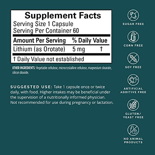 BRAINMD Dr. Amen Lithium Orotat – 60 Kapseln – Gehirnunterstützung – Glutenfrei – 60 Portionen
