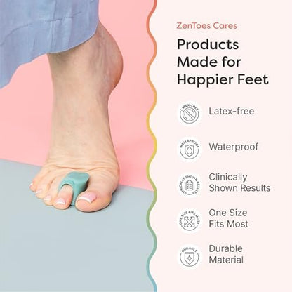 ZenToes Gel-Zehenspreizer für überlappende Zehen, Ballenzehen, Große Zehenausrichtung, Korrektor und Abstandshalter – 4er-Pack (Blau)
