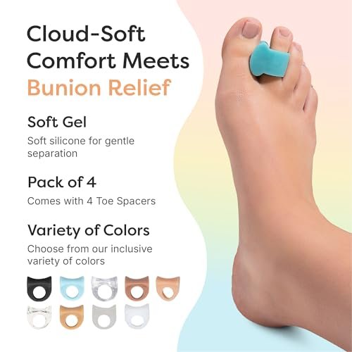 ZenToes Gel-Zehenspreizer für überlappende Zehen, Ballenzehen, Große Zehenausrichtung, Korrektor und Abstandshalter – 4er-Pack (Blau)