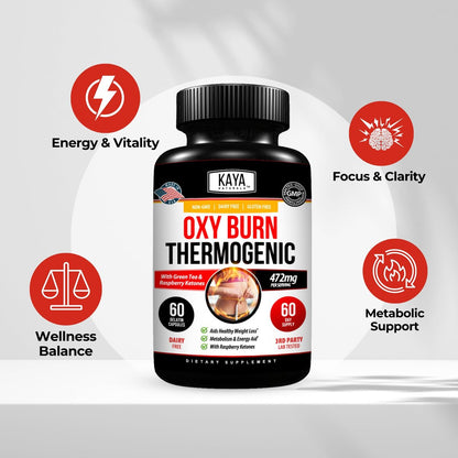 Kaya Naturals Supreme Fat Burner – Hochwirksame Diätpillen für Männer & Frauen – Appetitzügler & Thermogene Kapseln – Natürlicher Energie-Boost – 60 Stück