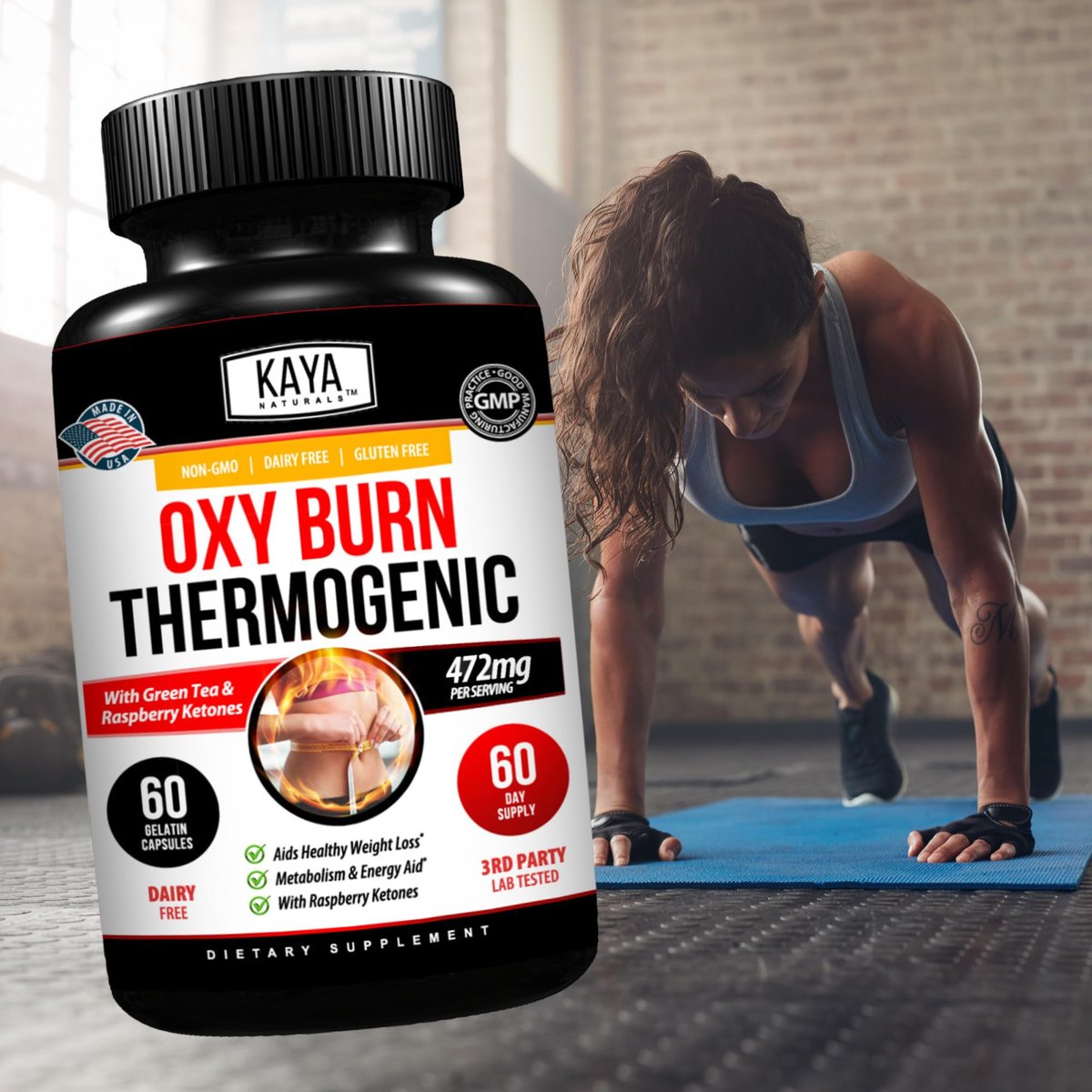 Kaya Naturals Supreme Fat Burner – Hochwirksame Diätpillen für Männer & Frauen – Appetitzügler & Thermogene Kapseln – Natürlicher Energie-Boost – 60 Stück