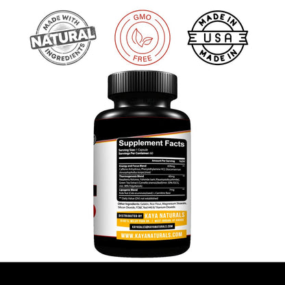 Kaya Naturals Supreme Fat Burner – Hochwirksame Diätpillen für Männer & Frauen – Appetitzügler & Thermogene Kapseln – Natürlicher Energie-Boost – 60 Stück