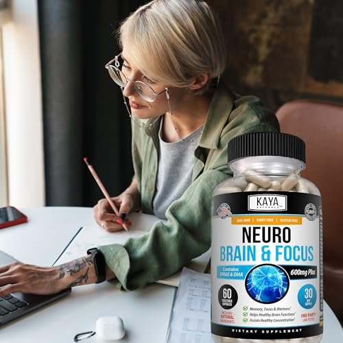 Kaya Naturals Neuro Brain – Nootropikum für Gedächtnis & Fokus – Kognitive Unterstützung & Lernfähigkeit – 60 Kapseln