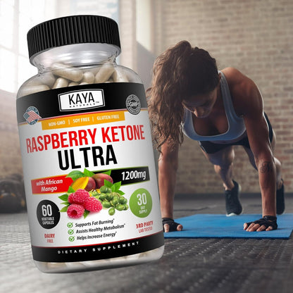 Kaya Naturals Keto Diät Himbeer-Ketone – Nahrungsergänzungsmittel zur Gewichtsabnahme, Appetitkontrolle, Stoffwechsel-Boost – 60 Kapseln
