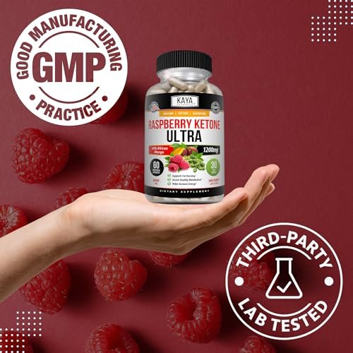 Kaya Naturals Keto Diät Himbeer-Ketone – Nahrungsergänzungsmittel zur Gewichtsabnahme, Appetitkontrolle, Stoffwechsel-Boost – 60 Kapseln
