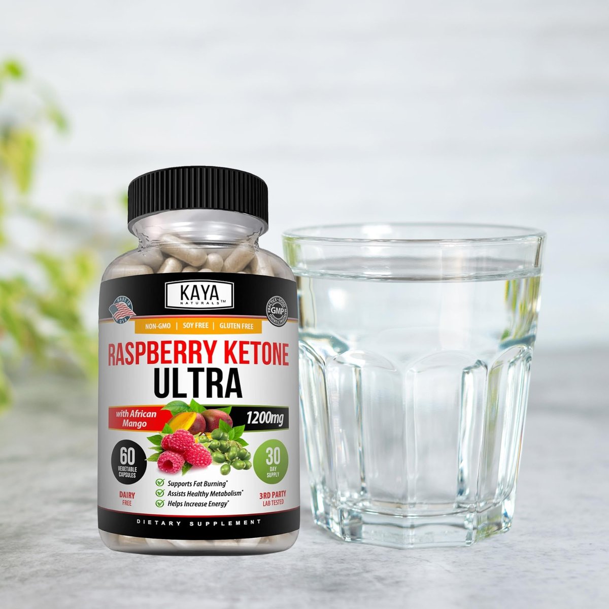 Kaya Naturals Keto Diät Himbeer-Ketone – Nahrungsergänzungsmittel zur Gewichtsabnahme, Appetitkontrolle, Stoffwechsel-Boost – 60 Kapseln