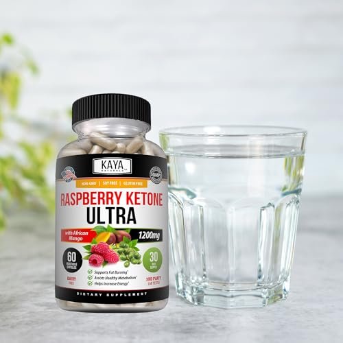 Kaya Naturals Keto Diät Himbeer-Ketone – Nahrungsergänzungsmittel zur Gewichtsabnahme, Appetitkontrolle, Stoffwechsel-Boost – 60 Kapseln